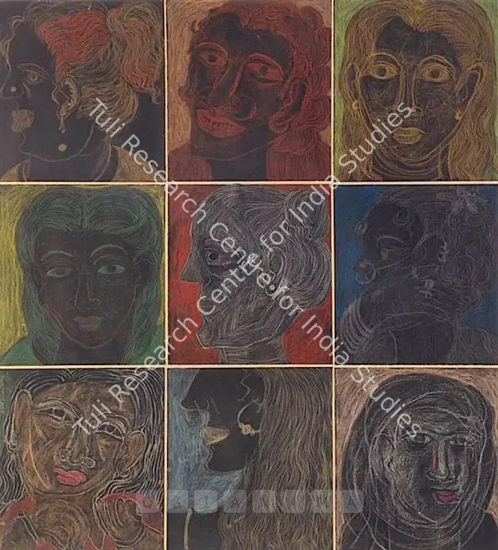 Poddar, Sukla Sen (Artist). Faces. Dry pastel on paper, 2006 | Drawing | FineArts | 00575419