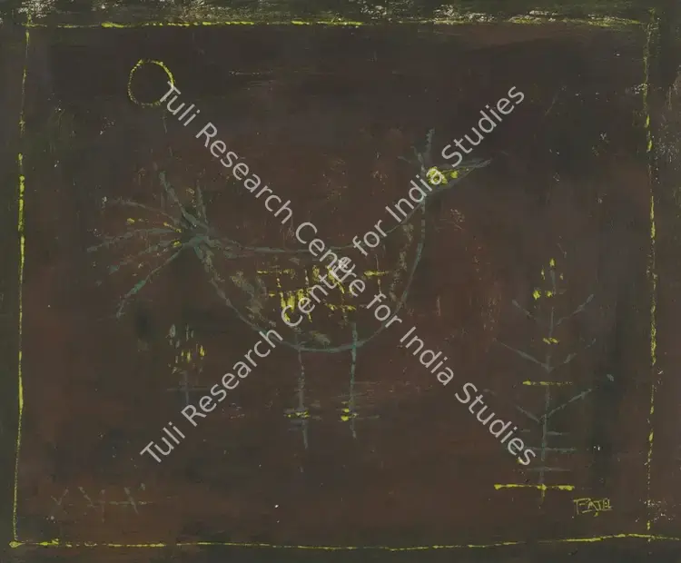 Patel, Homi (Artist). A Bird. Oil on card pasted on mount board, 1952-54 | Painting | EconomicsArt | 00872979