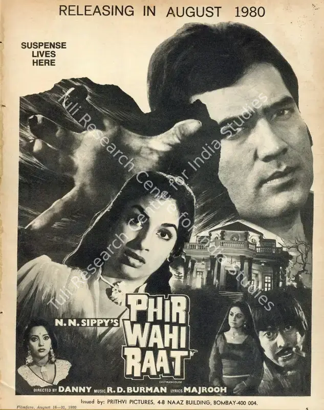 Sippy, N.N. (Producer), Phir Wahi Raat, 1980 | Advertisement, Filmfare, 16 August 1980 | CinemaEducation | 00791610