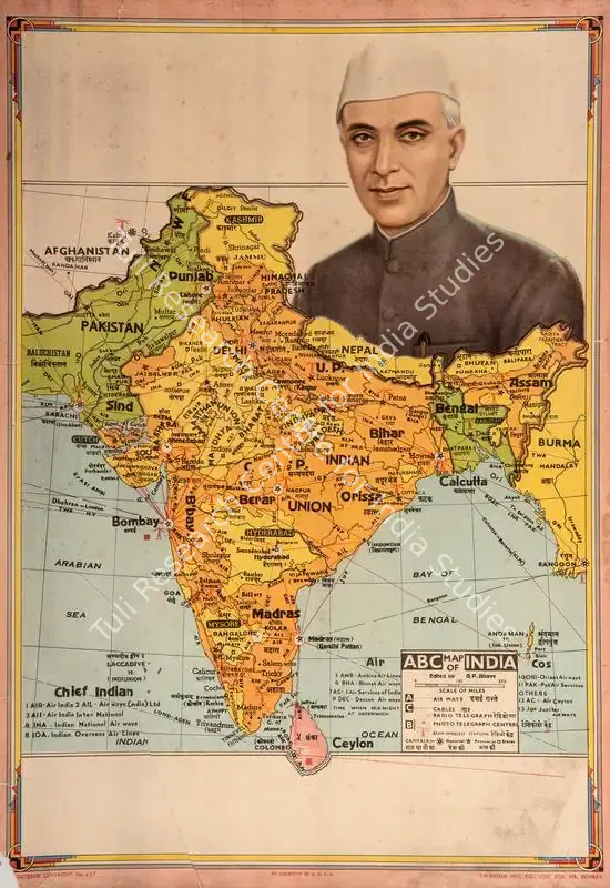 (Printer). Jawaharlal Nehru featured in ABC Map of India. n.d. | Political Propaganda | PopCulture | 00675755