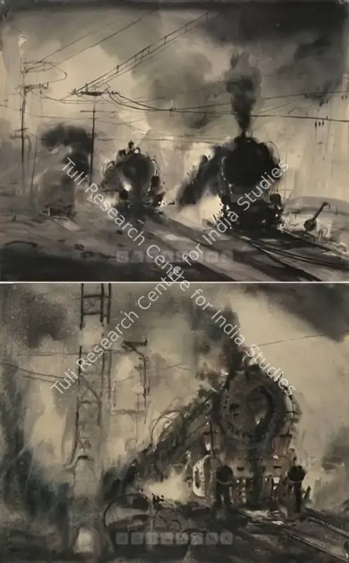 Maitra, Pradip (Artist). Locomotive Series. Watercolour on paper, 1986 | Painting | FineArts | 00599910
