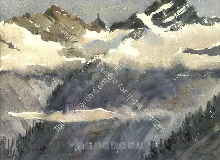 Krishna, Kanwal (Artist). Himalayas. Watercolour on paper, 1947 | Painting | FineArts | 00755782