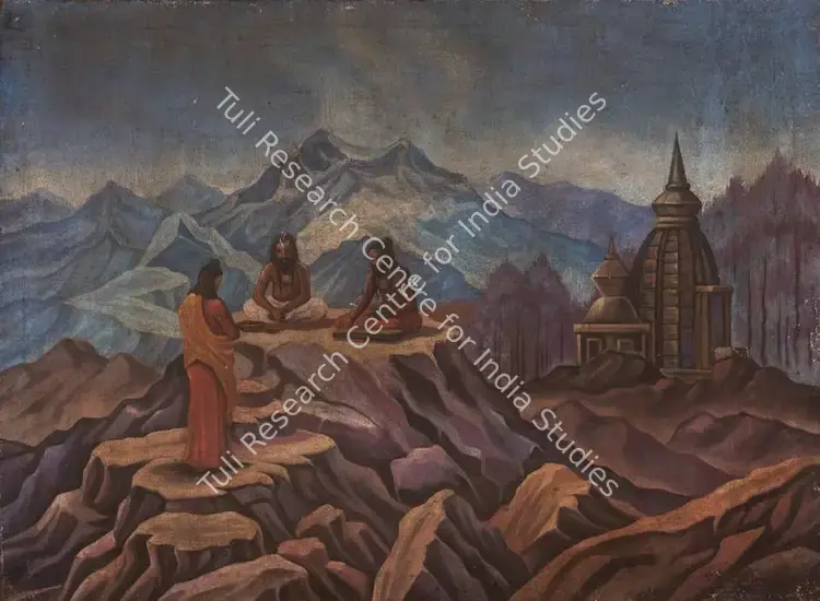 Roerich, Svetoslav (Artist). Holy Men beside Temple in the Himalayas. Tempera on jute canvas, 1942 | Painting | FineArts | 00336048