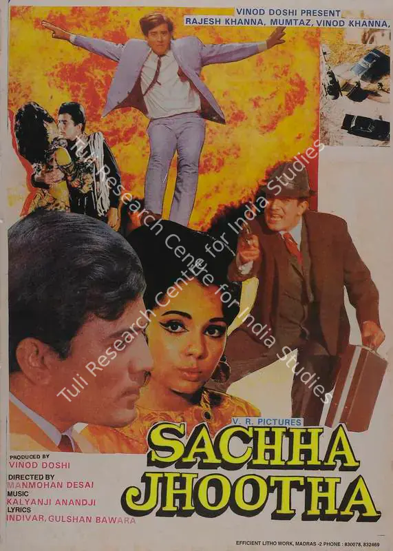 Desai, Rajni (Producer), Sachaa Jhutha, 1970 | Full Sheet Poster | CinemaEducation | 00766373