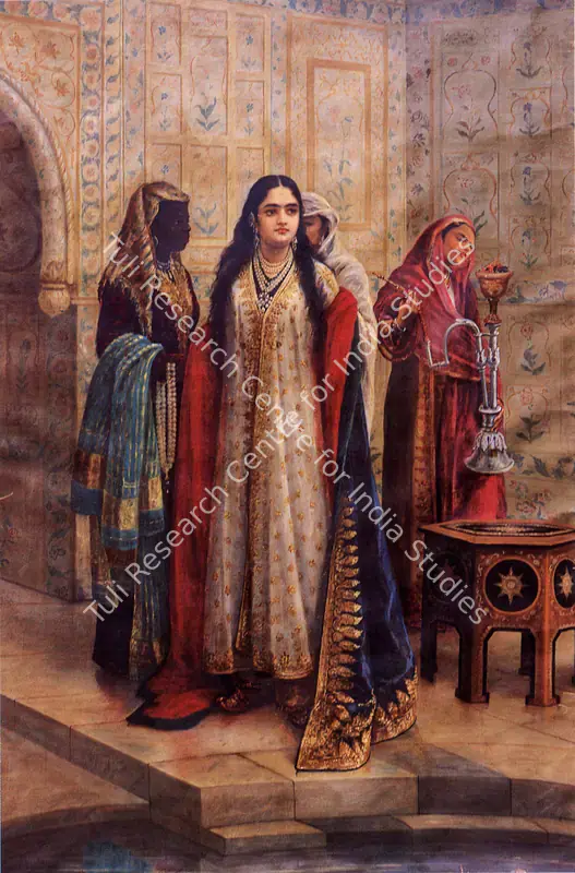 Varma, Raja Ravi (Artist). The Begum's Bath. Oil on canvas, n.d. | Painting | FineArts | 00375744