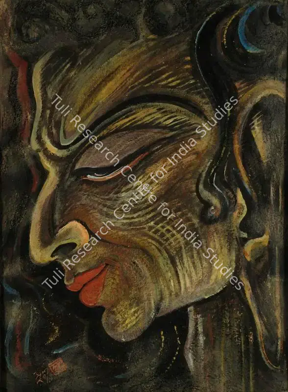 Khastgir, Sudhir (Artist). Face. Gouache and pastel on paper, 1946 | Painting | FineArts | 00371712