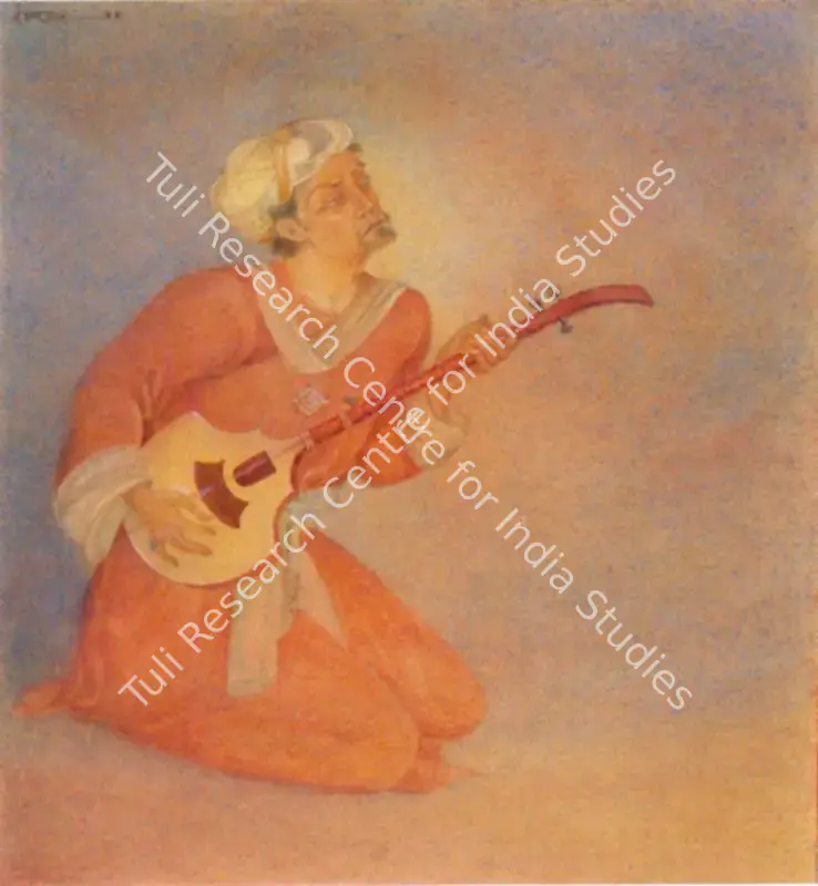 Das, Ishwar (Artist). Musician. Bodycolour on paper laid down on card, 1988 | Drawing | FineArts | 00374799
