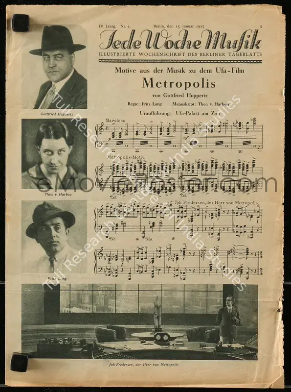 Pommer, Erich (Producer), Metropolis, 1927 | Film Music Sheet | CinemaEducation | 00749316