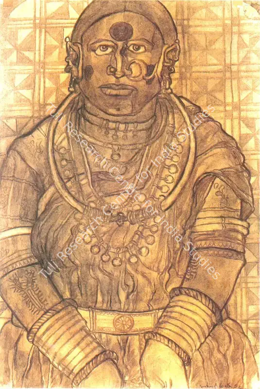 Vaikuntam, Thota (Artist). Banjara Woman. Black charcoal on paper, 1987 | Painting | FineArts | 00374211