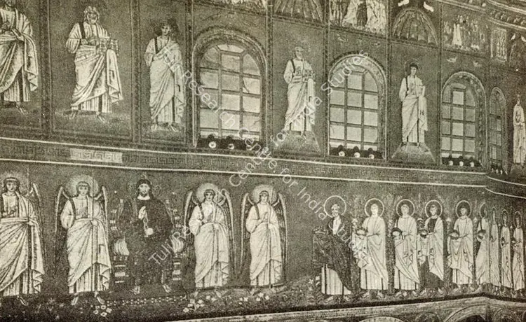 Unknown (Artist). Enthroned Christnwith Angels and Martyrs. Mosaic on Wall, 6th Century A.D. | Journal of Arts & Ideas, October-December 1983 | Mosaic | Scholarship | 00676925