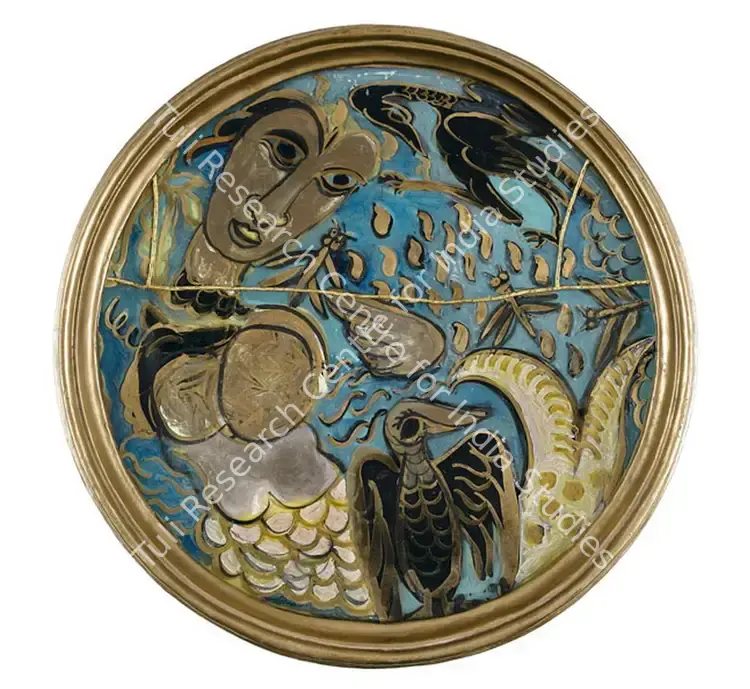 Dhumal, Rini (Artist). Round Glass. Oil on reverse glass with gold leaf, 1998 | Painting | FineArts | 00332512