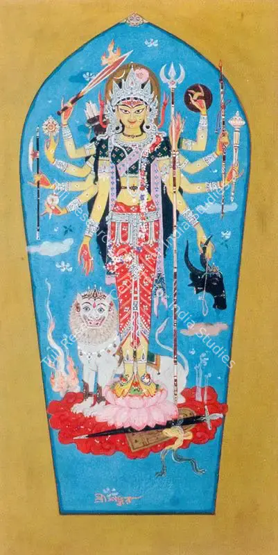 Aich, S.N. (Artist). Durga. Gouache on paper laid on board, n.d. | Painting | FineArts | 00372549