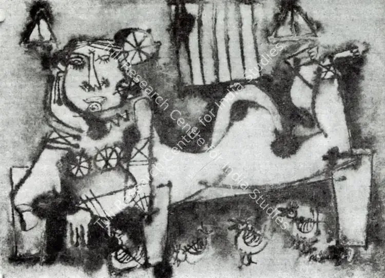 Senathipathi, M. (Artist). Woman. Ink, 1972 | Artrends, January-April 1972 | Painting | FineArts | 00551455