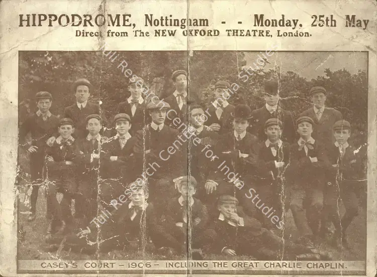 Unknown (Photographer). Charles Chaplin - He is fourth from the right in the centre row, 1906 | Photographic Still, My Life in Pictures, 1985 | CinemaEducation | 00440364