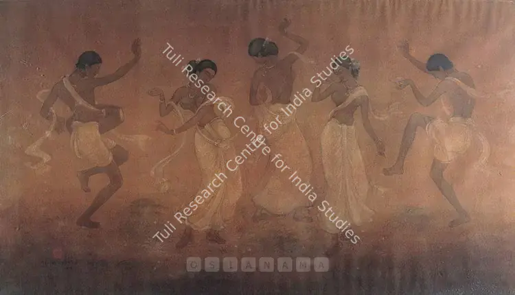 Dutt, Pulin Behari (Artist). Maidens & Musicians Dancing. Watercolour and wash on paper, 1931 | Painting  | 00877517