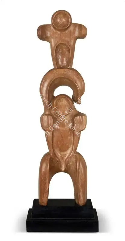 Achary, Appukuttan K. (Artist). Untitled (Mother & Child). Teakwood, circa 1983 | Sculpture | EconomicsArt | 00870728