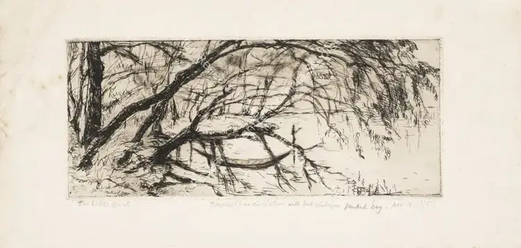 Dey, Mukul (Artist). The Little Boat. Etching, 1959 | Graphic Art | EconomicsArt | 00869136