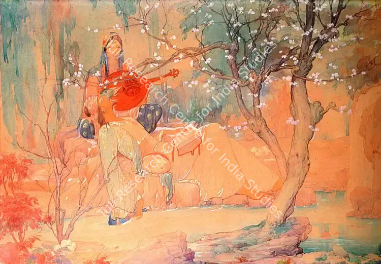 Singh, Sobha (Artist). Omar Khayyam. Pen and ink and watercolour, heightened with bodycolour, on paper, laid down on panel, n.d. | Painting  | 00878152