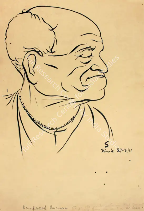 Hore, Somnath (Artist). Ramprosad Burman. Brush and ink on paper, 1946 | Painting | FineArts | 0022306
