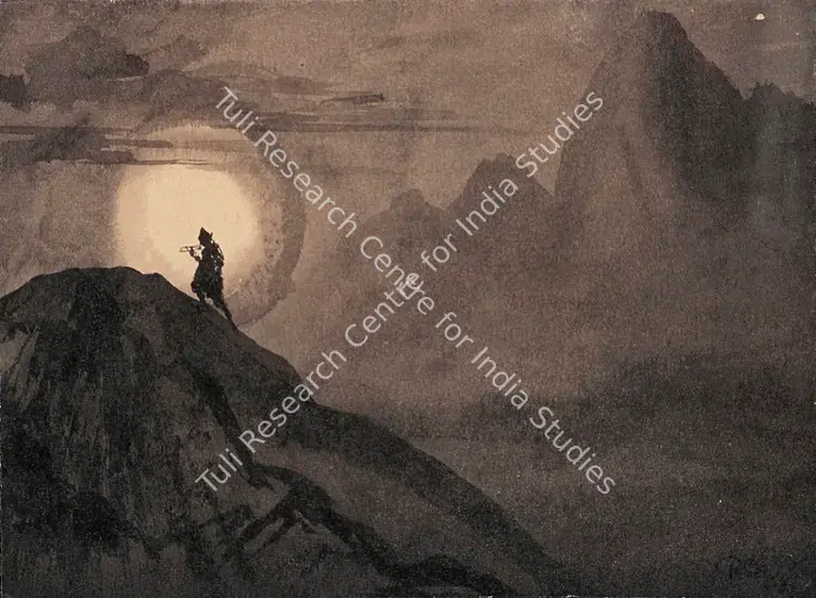 Sen, Bireshwar (Artist). Nagarjuna Bringing up the Nether World. Watercolour on paper, 1943 | Painting | FineArts | 00599795