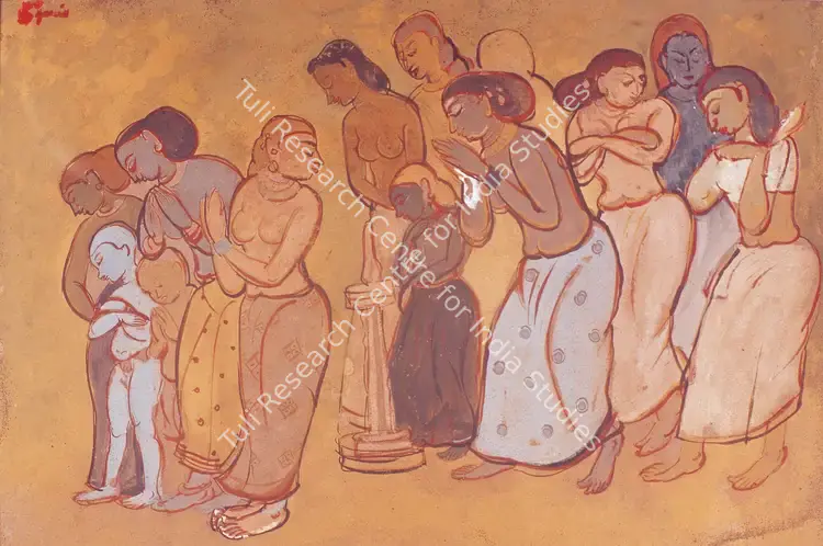 Dhanapal, S. (Artist). Worship. Tempera on paper, 1956 | Painting | FineArts | 00375764