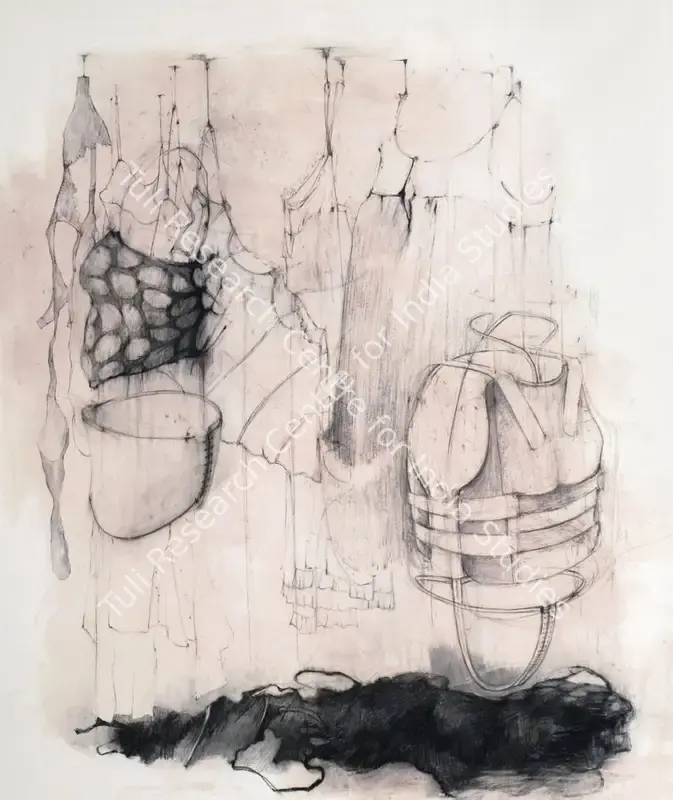 Khan, Naiza (Artist). The Wardrobe. Charcoal, cont  and acrylic on Fabriano paper , 2008 | Painting | FineArts | 00645485