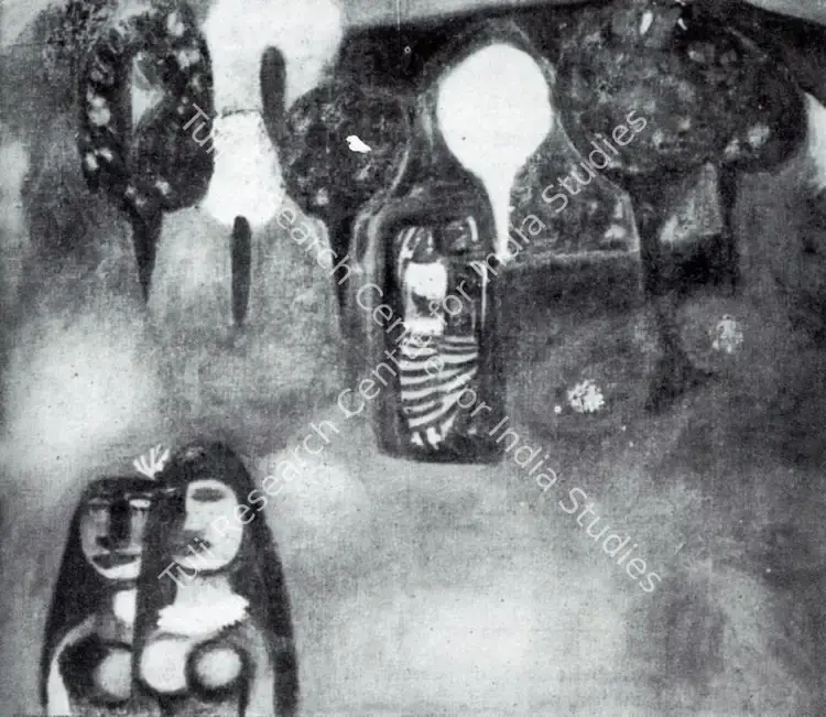 Padmini, T.K. (Artist). The Garden. n.d. | Artrends, January-April 1967 | Painting | FineArts | 00551365