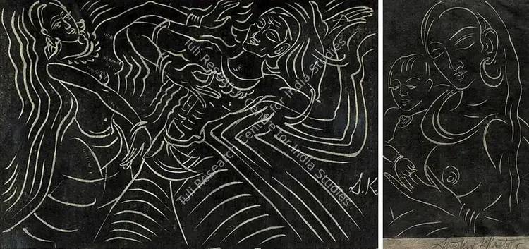 Khastgir, Sudhir (Artist). Thinking Man. Woodcut, 1944 | Graphic Art | FineArts | 00371670