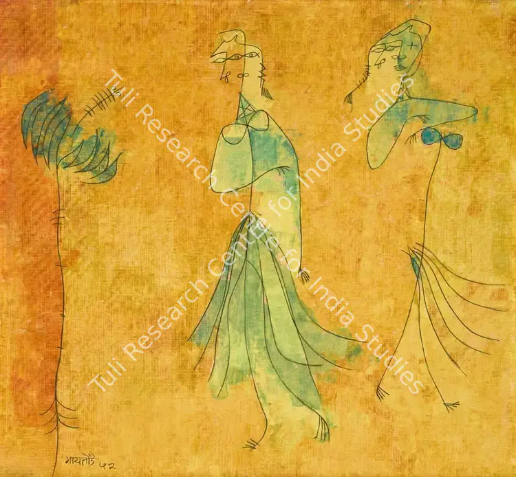 Gaitonde, V.S. (Artist). Untitled. Gouache and ink on paper laid on card, 1952 | Painting | EconomicsArt | 00871551