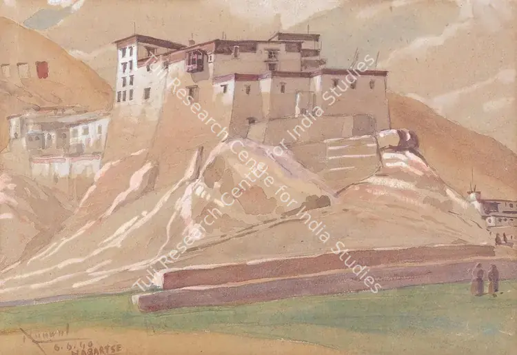 Krishna, Kanwal (Artist). Nagartse Dzong, Tibet. Watercolour heightened with white and traces of pencil, 1940 | Painting | EconomicsArt | 00870447