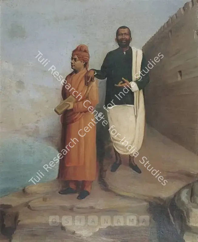Anonymous (Artist). Ramakrishna Paramahamsa & Swami Vivekananda. Oil on canvas, 1908 | Painting | FineArts | 00375358