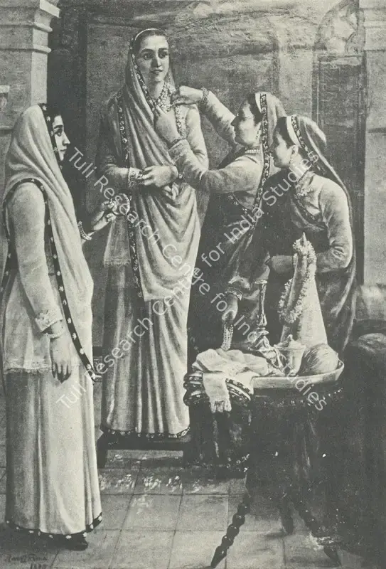 Varma, Raja Ravi (Artist). Decking a Parsee Bride. 1893 | Marg, March 1979 | Painting | FineArts | 00674538