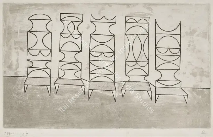 Shemza, Anwar Jalal (Artist). Five Chairs. Aquatint, 1962 | Graphic Art | FineArts | 00603317