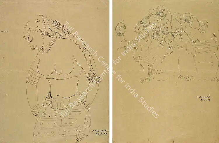 Dhanapal, S. (Artist). Composition. Brush and ink, 1953 | Drawing | FineArts | 00373447