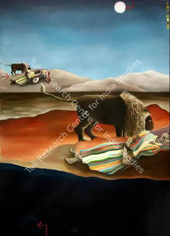 Venkanna, T. (Artist). Two Moon. Oil on canvas, 2007 | Painting | FineArts | 00343007
