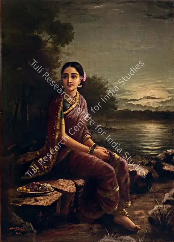 Varma, Raja Ravi (Artist). Radha in the Moonlight. Oil on canvas, 1890 | Painting | FineArts | 00643234