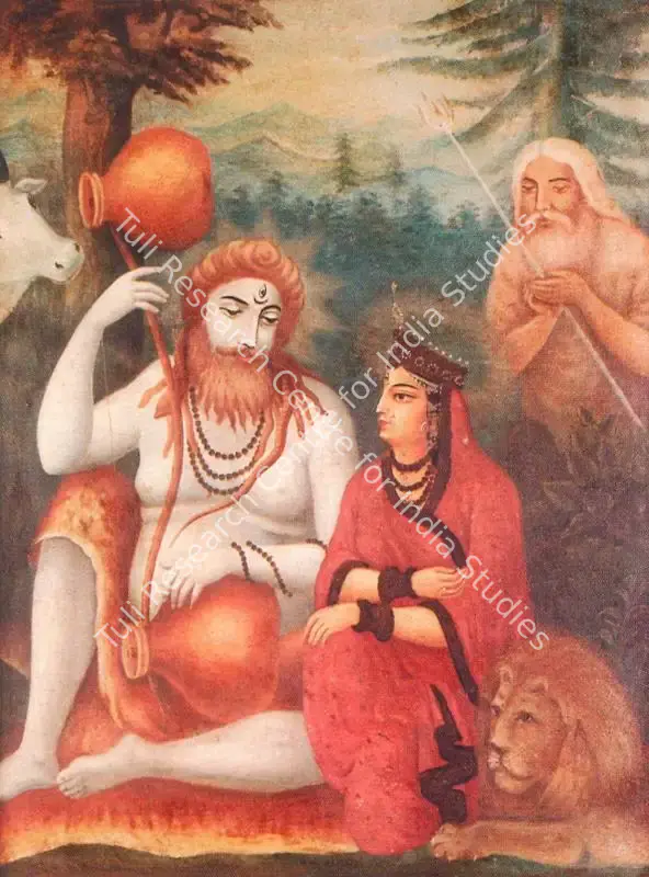 Bengal School (Artist). Shiva and Parvati with a Cow. Oil on canvas, c.1910 | Painting  | 00877776