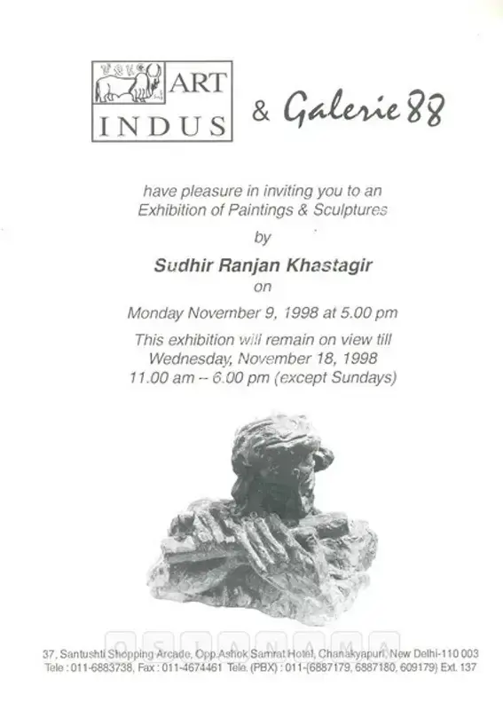 Khastgir, Sudhir (Artist). Sudhir Ranjan Khastgir - Exhibition of Paintings & Sculptures. New Delhi: Art Indus, 1998 | Solo Exhibition Invitation | FineArts | 00859244
