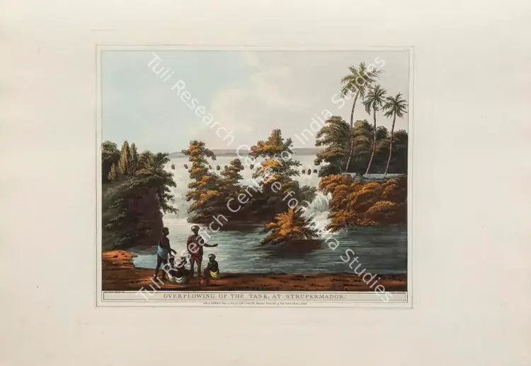 Merke, H. (Printmaker). Overflowing of the Tank, at Strupermador. Print on paper, 04 June 1804 | Aquatint, A Brief History of Ancient and Modern India, 1805 | Scholarship | 00156203