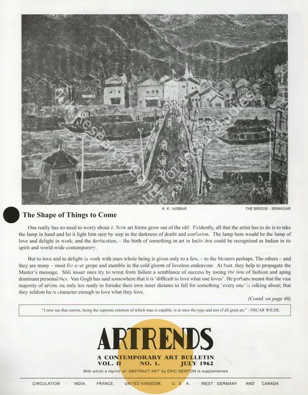 Janakiram, P.V. (Editor). Artrends - A Contemporary Art Bulletin. 2(1). Madras: Progressive Painters, July 1962 | Bulletin | FineArts | 00842085