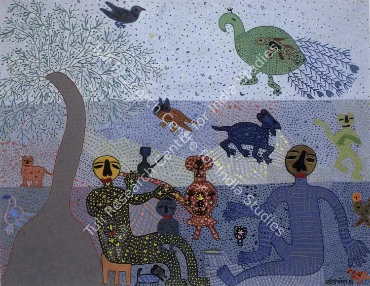 Parekh, Madhavi (Artist). Festival Of Birds And Animals I. Oil on canvas, 1985 | Painting  | 00876946