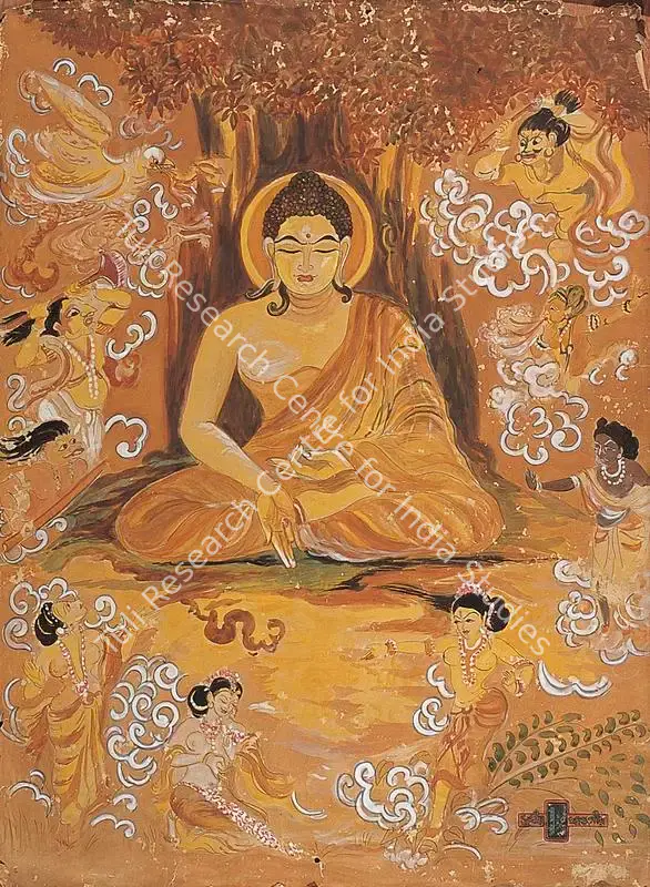Khastgir, Sudhir (Artist). The Temptation Of Buddha. Gouache on paper, 1945 | Painting | FineArts | 00371659
