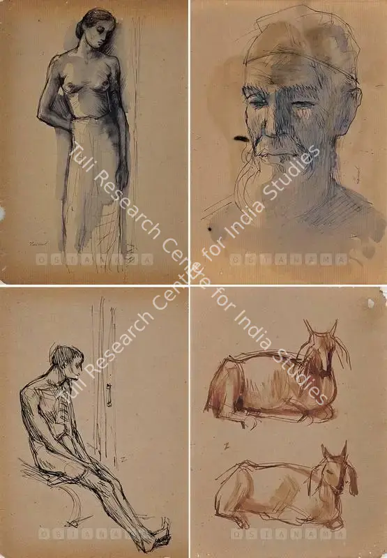 Abedin, Zainul (Artist). Woman. Pen, ink and touches of watercolour on paper, early 1940s | Painting | FineArts | 00599704