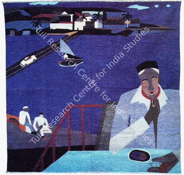Khakhar, Bhupen P. (Artist). After Man Eating Jalebee. Dyed and Woven Cotton Tapestry, 2002-2003 | Bhupen Khakhar 1934 - 2003, 2003 | Tapestry | FineArts | 00149817