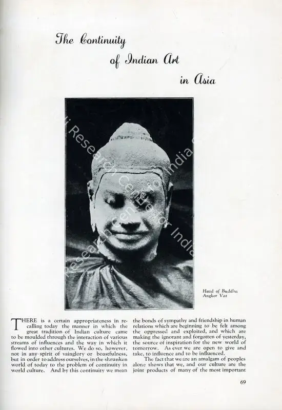The Continuity of Indian Art in Asia. In <i>Marg.</i> 1(2), pp. 69-77. Bombay: Modern Architectural Research Group, January 1947 | Essay | FineArts | 00668745