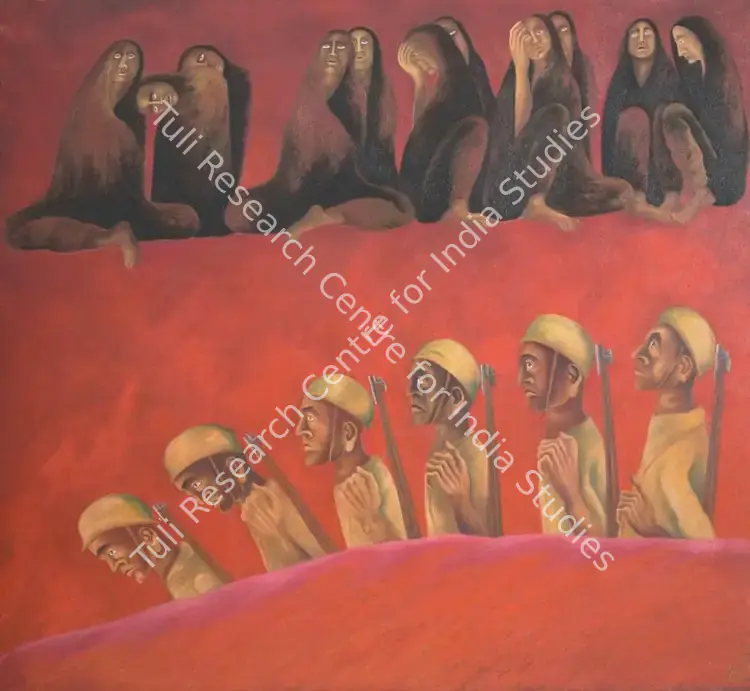 Caur, Arpana (Artist). Where are all the Soldiers Gone. Oil on canvas, 1984 | Painting | FineArts | 00338110