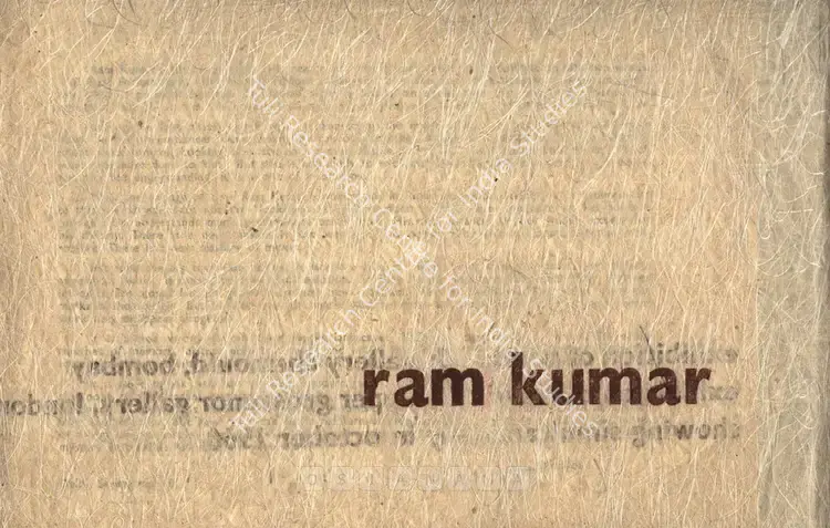 Ramkumar (Artist). Ram Kumar - Exhibition of Paintings. Bombay: Gallery Chemould, 1966 | Solo Exhibition Catalogue  | 00882612