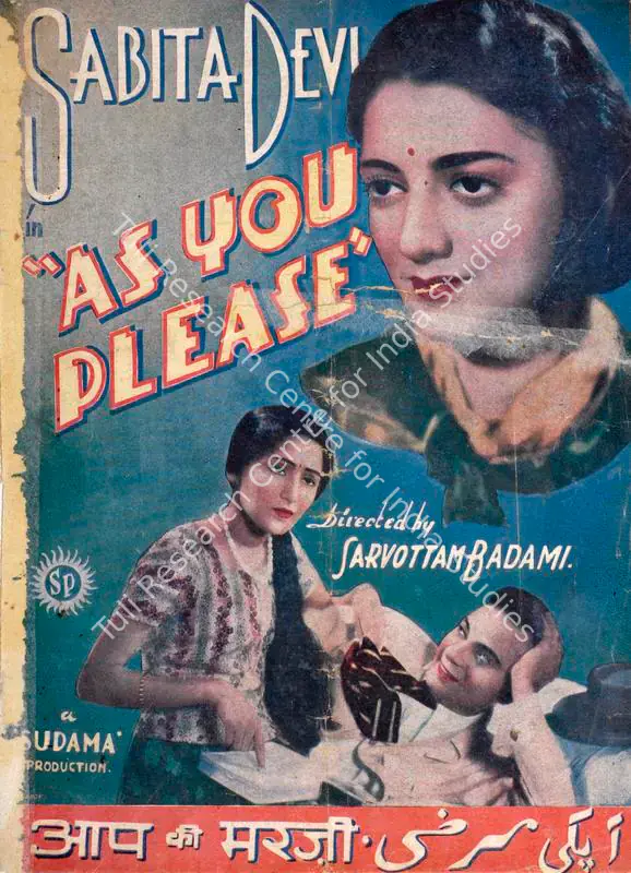 Badami, Sarvottam (Director), Aap Ki Marji, 1939 | Song-Synopsis Booklet | CinemaEducation | 00862743