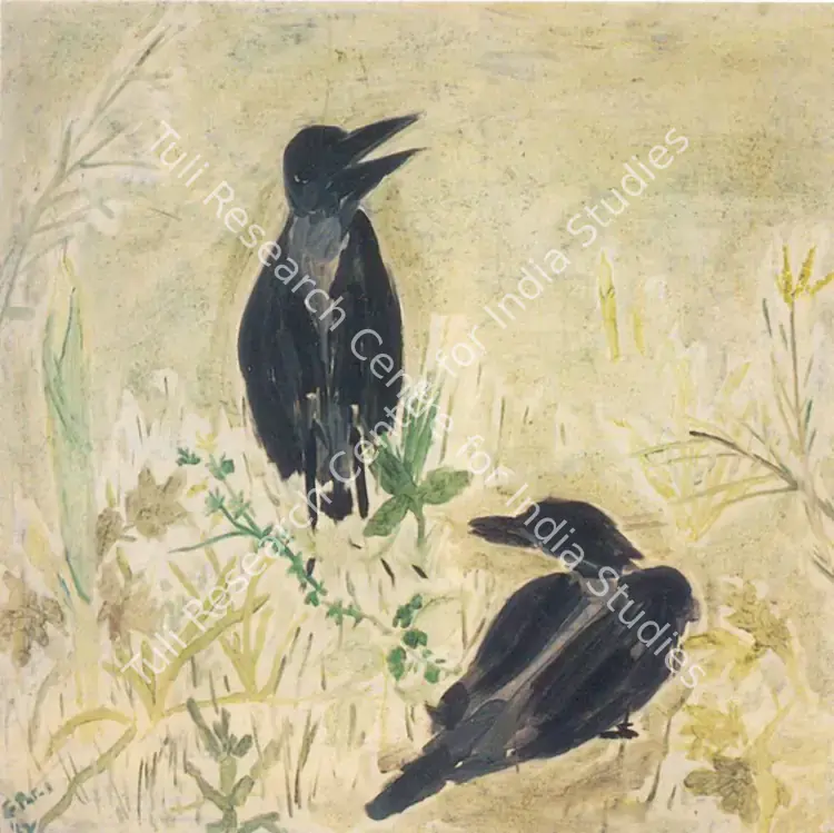 Patel, Gieve (Artist). Two Crows. Oil on paper, 1962 | Painting | FineArts | 00373711