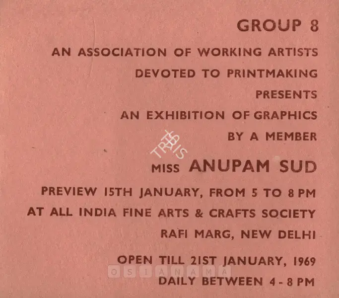 Sud, Anupam (Artist). Anupam Sud, 1969 | Solo Exhibition Catalogue | 00882814